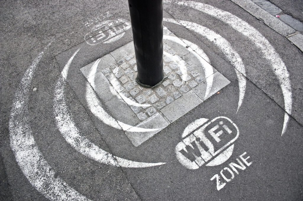 Wi-Fi Zone Sign on a Street